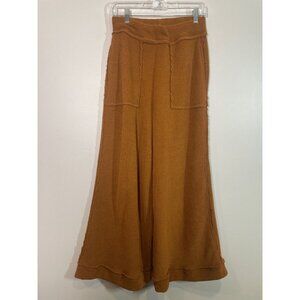 Free People Beach Orange Brown Cozy Flare Wide Leg Pants Size S Soft Boho